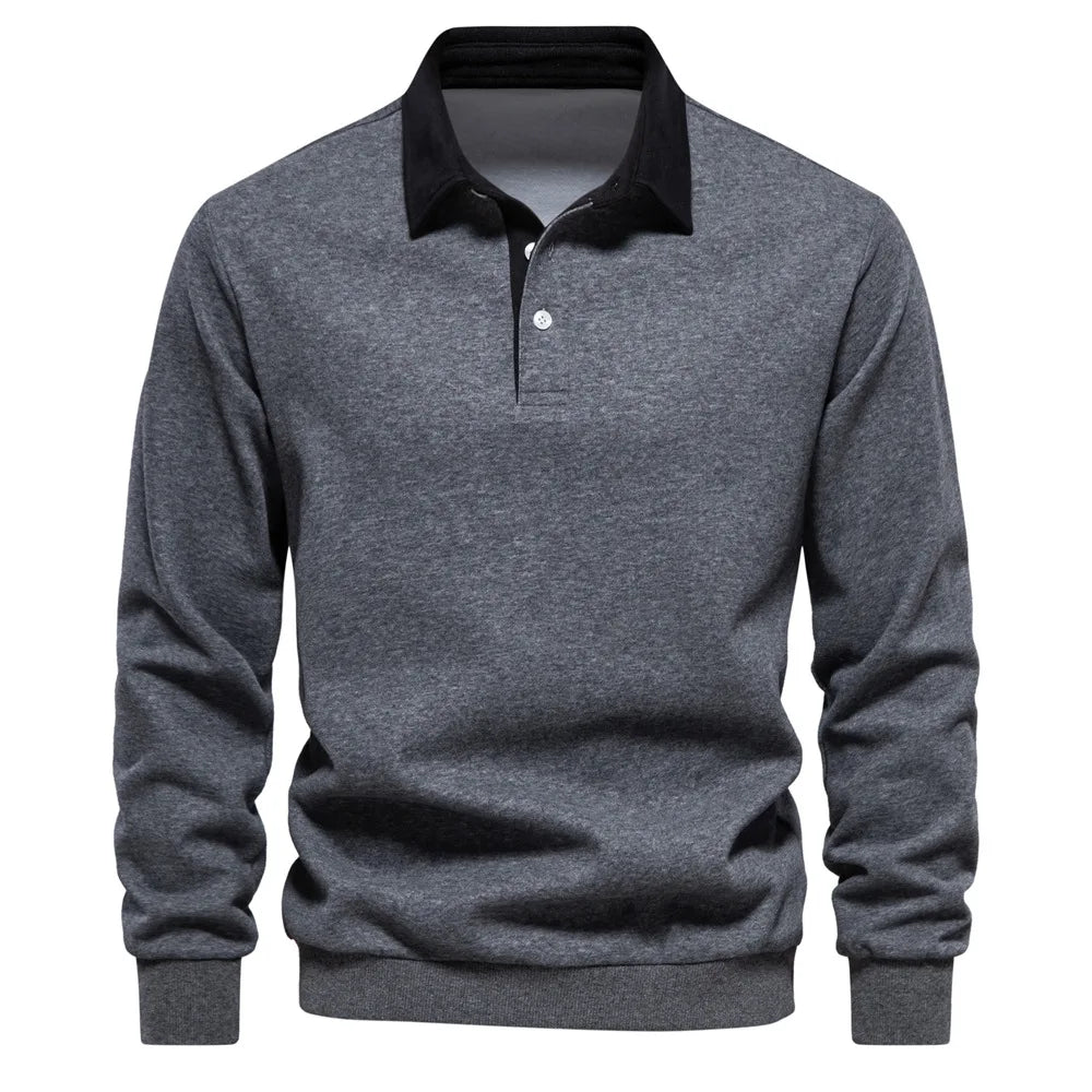Men's Relaxed Polo Collar Sweater – Autumn Long Sleeve
