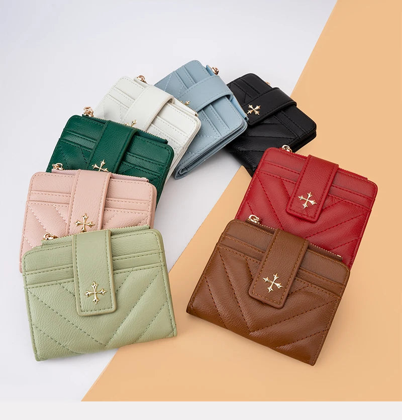 Baellerry New Short Simple Women Wallet High Quality Card Holder Buckle Zipper Coin Pocket Female Purses Small Women's Card Bag
