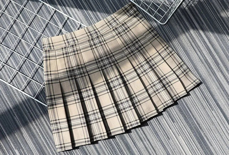 Plaid A-Line Mini Skirt – High Waist, Pocketed