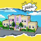 Springfield Elementary School House Modular Buildings Blocks City Apartment Architecture Brick Model Kit Adult DIY Gift 3500PCS