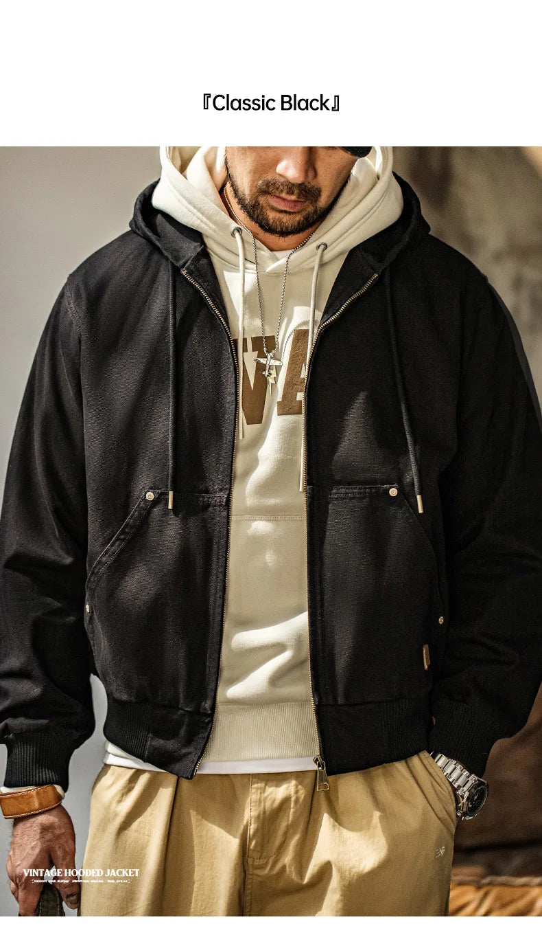 Maden J130 Heavyweight Canvas Hooded Jacket for Men
