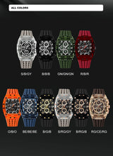 Men's Sport Chronograph – Waterproof Silicone Strap Tonneau Watch
