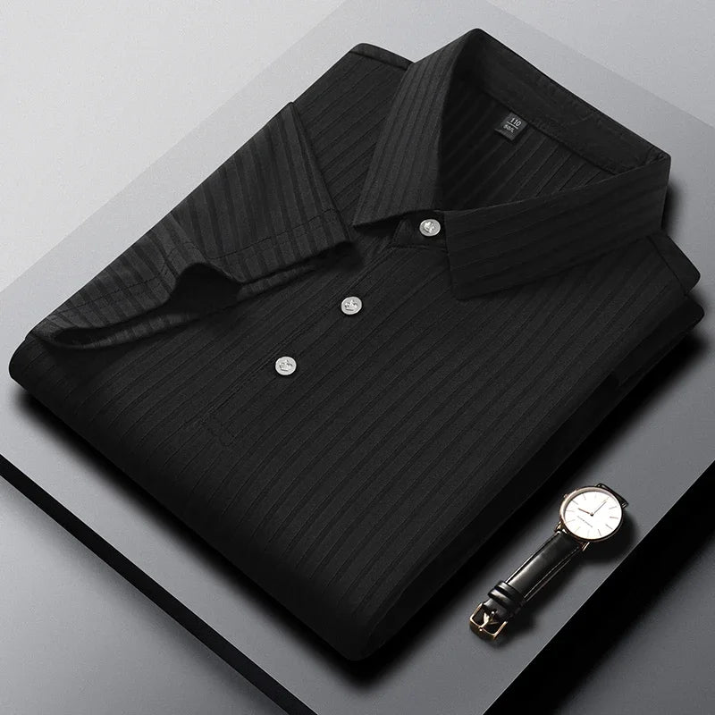 Men's Striped Polo Shirt – Breathable Summer Style