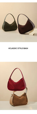 2025 New Suede Leather Crossbody Bag Unique Design Shoulder Pack Women Work Commuting Handbag Urban Beauty Box Tote Messenger