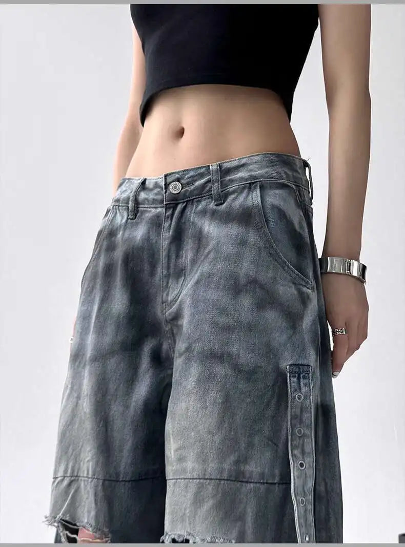 Women's Wide-Leg Distressed Jeans | High Street Style