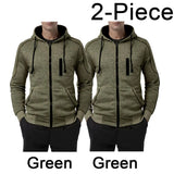 Men's Color Block Fleece Zip-Up Hoodie