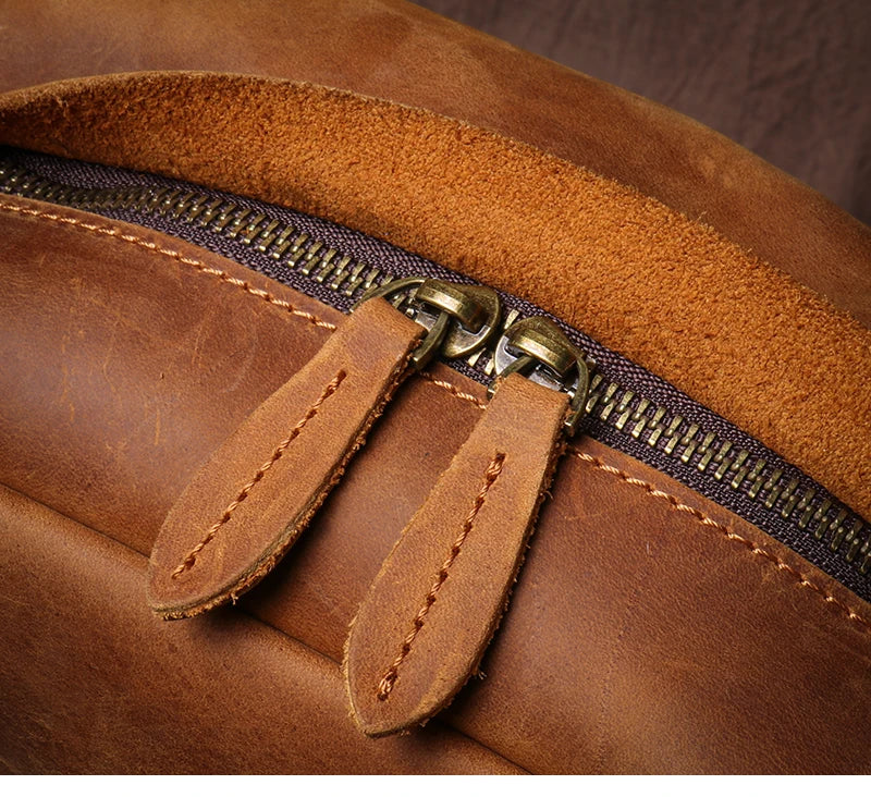 LUOKIR High Quality Genuine Leather Backpack Vintage Crazy Horse Cowhide Luxury School Bag Computer Knapsack For 15 Inch Laptop