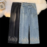 Y2K Flame Print Baggy Jeans