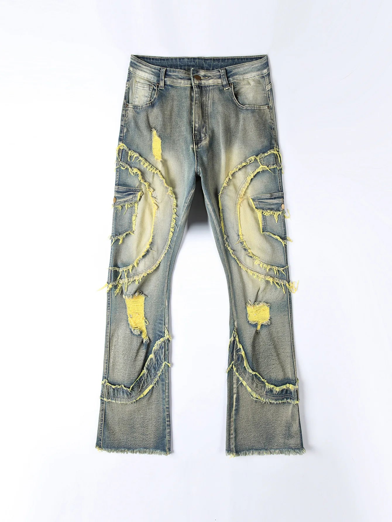 Men's Retro Flared Jeans – Ripped Tassel Stretch Denim