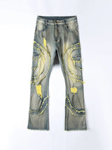 Men's Retro Flared Jeans – Ripped Tassel Stretch Denim