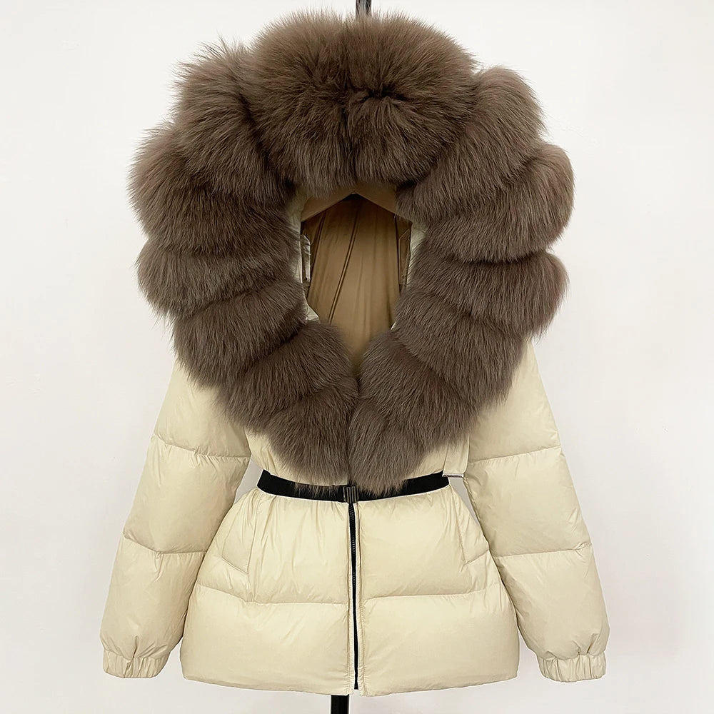 Real Fox Fur Hooded Duck Down Puffer