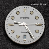 Proxima PX1697 39mm Men Watch White Enamel Dial Bubble Sapphire PT5000 SW200 Automatic Mechanical Vintage Watches 20Bar Luminous