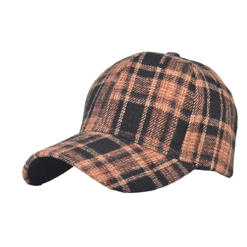 Unisex Checkered Baseball Cap with Adjustable Strap