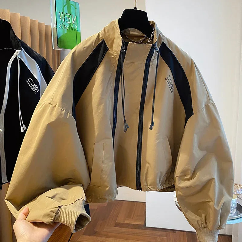 Elegant Stand Collar Zip Jacket for Women