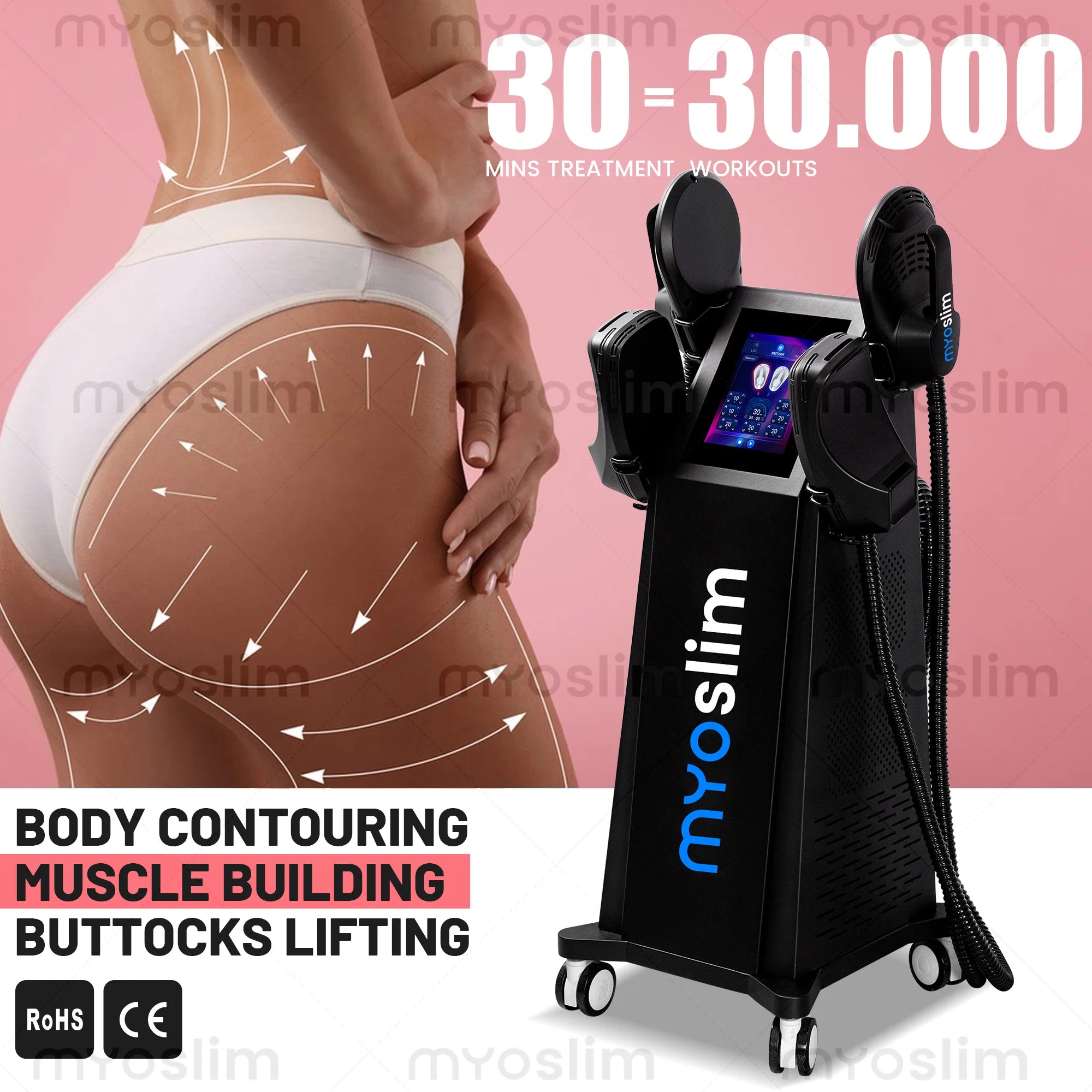 NEO PRO 6500W 15Telsa 200Hz RF Body Sculpting Machine Fat Burn Muscle Tone Device 4 5 Handles 6500W