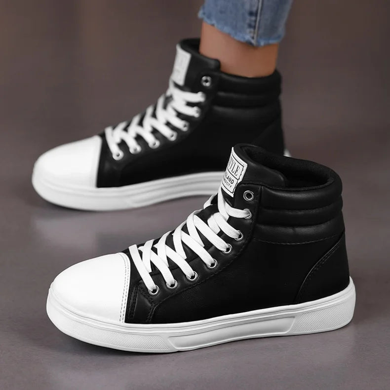 2026 Spring Fashion Red Men's Sneakers High Top Skateboarding Shoes for Men Women Comfortable Unisex Leather Sneakers Size 35-46