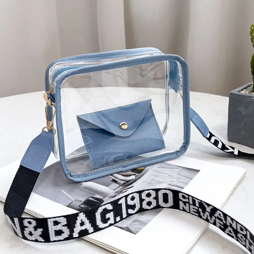 Transparent Crossbody Bag for Women Candy Color Letter Fashion Shoulder Bag PVC Transparent Jelly Bag Small Square Bag