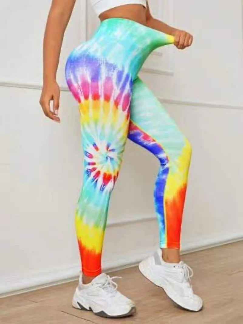Women's 3D Tie-Dye Seamless Push-Up Leggings