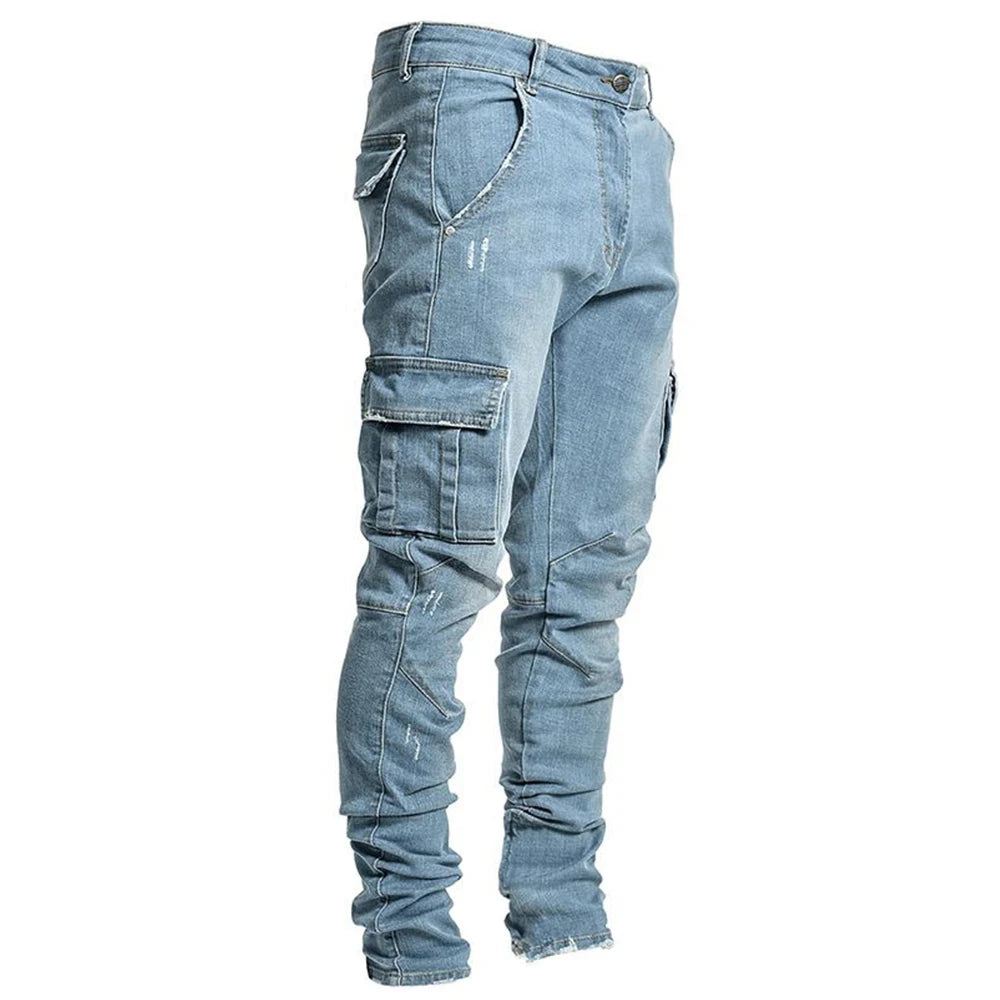 Men's Slim Fit Stretch Denim Cargo Jeans