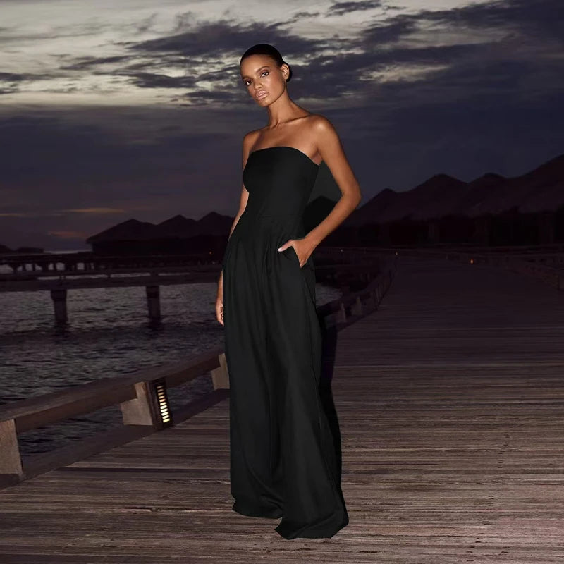 Floral Strapless Vest & Straight-Leg Trouser Set