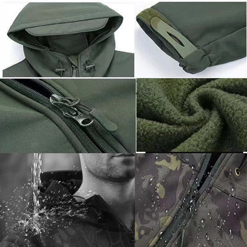 Men's Fleece Tactical Parka & Cargo Jacket Set
