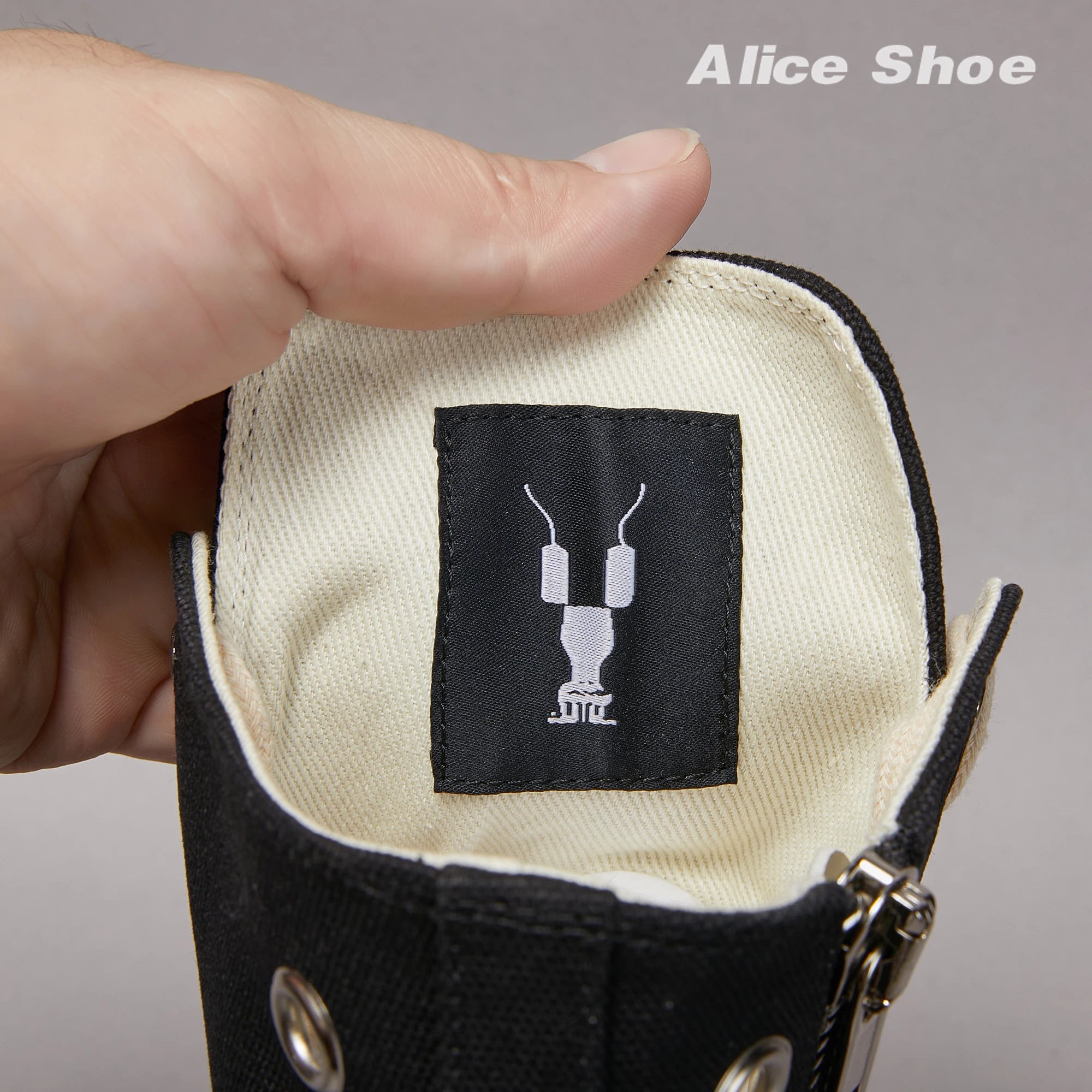 Brand Men Shoe Casual High Top Women Sneaker Quality Black Ankle Boot Designer Leather Zipper Metal Hole Luxury Laces Flat Shoe