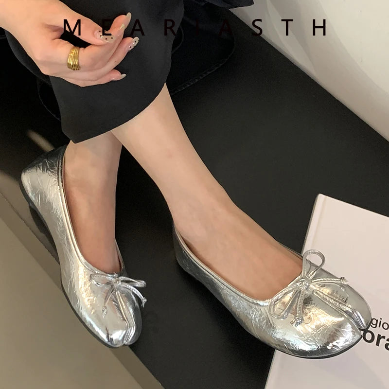 Women's Split-Toe Bow Loafers | Elegant Flat Pumps
