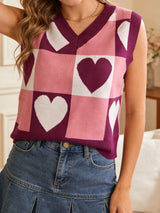 Plaid V-Neck Sleeveless Vest