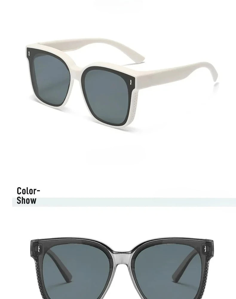 Polarized Clip-On Sunglasses for Glasses Wearers, Fashion Square Over Glasses Myopia Sunglasses, UV400 Protection for Driving, Fishing & Outdoor Use