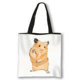 Kawaii Pet Guinea Pig Hamster Print Shoulder Bag Women Casual Handbags Large Capacity Totes Bag Eco Reusable Shopping Bags Gift
