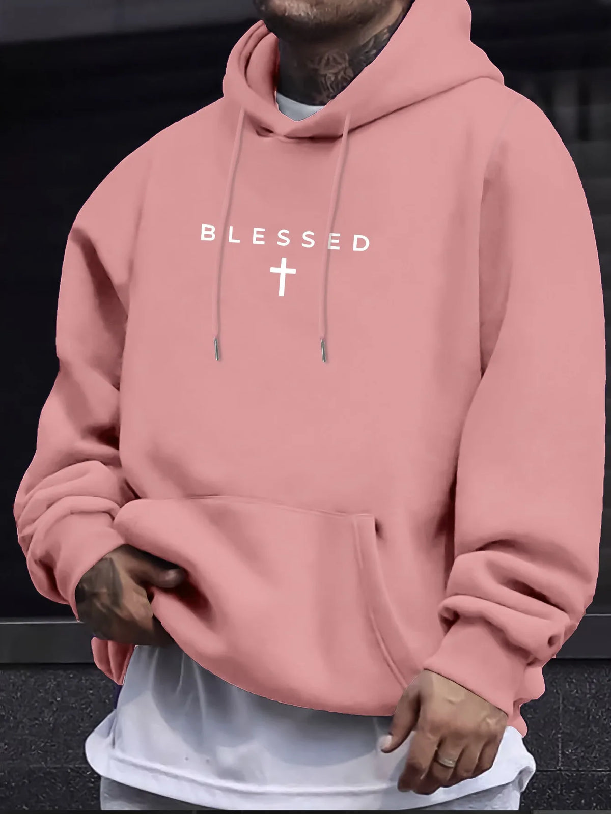 Men’s Cross & Geometric Print Hoodie