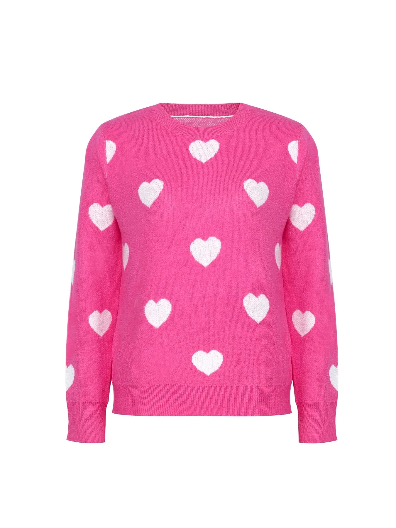 Women's Oversized Fuzzy Heart Knit Pullover Sweater
