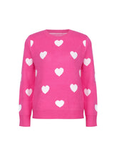 Women's Oversized Fuzzy Heart Knit Pullover Sweater