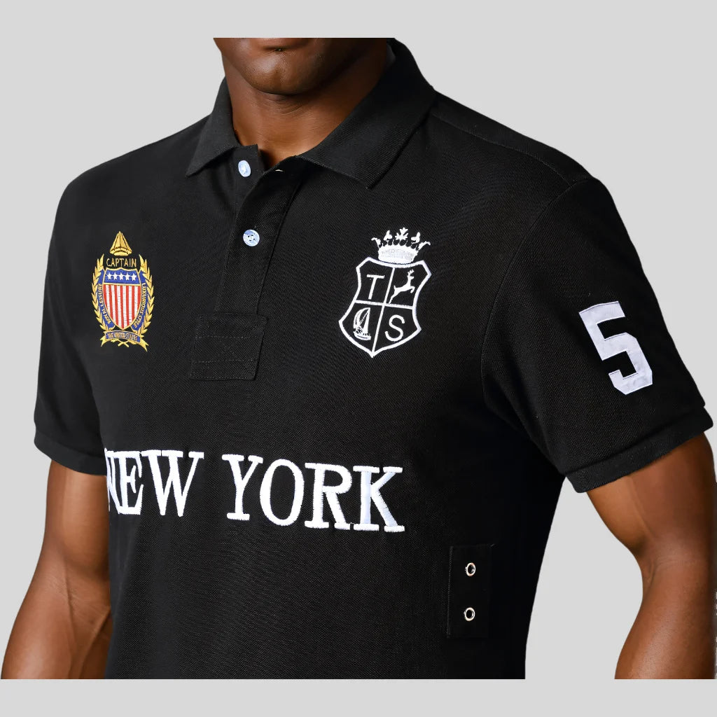 Men's New York Royal Cotton Polo | Contrast Design