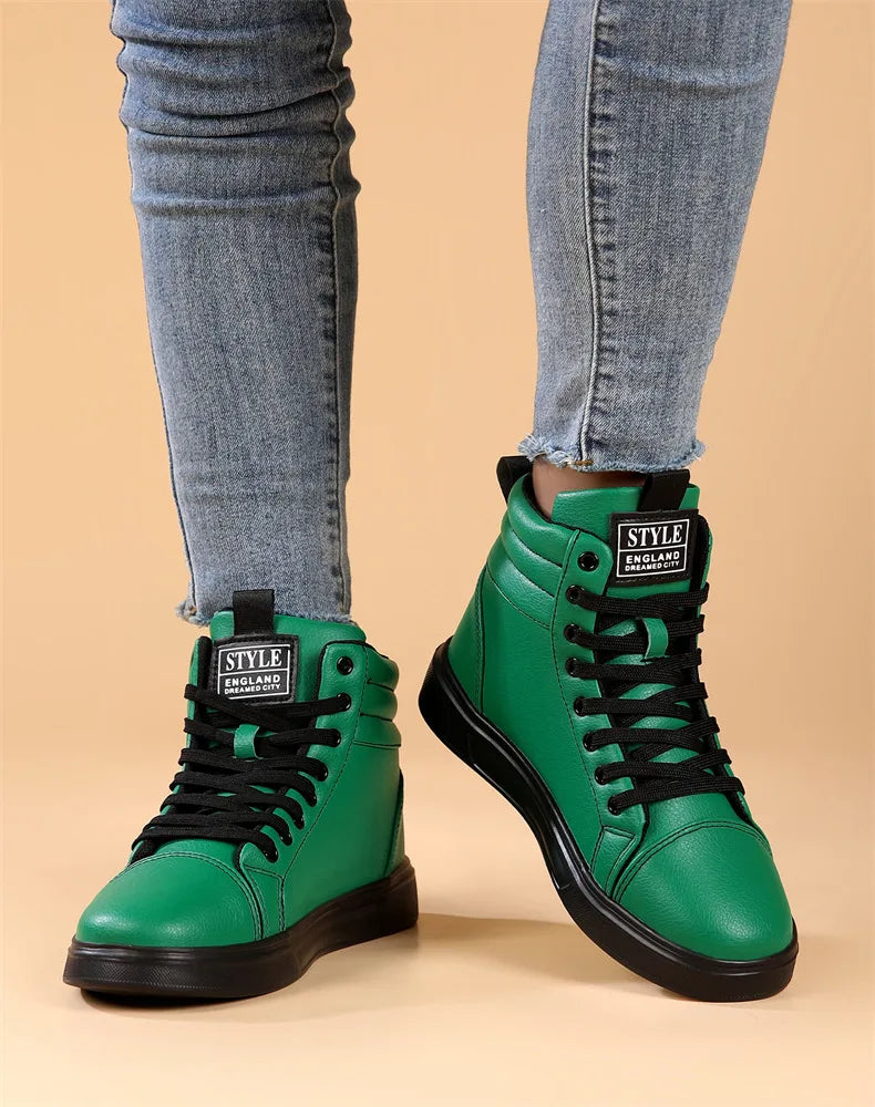 2026 Spring Fashion Red Men's Sneakers High Top Skateboarding Shoes for Men Women Comfortable Unisex Leather Sneakers Size 35-46