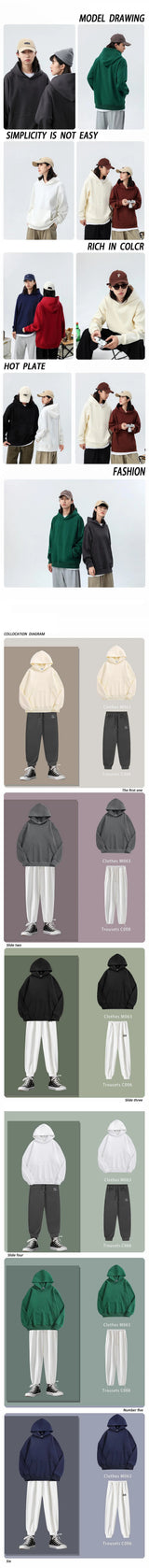 DIY Custom Your Brand LOGO 500GSM Heavy Weight New Autumn Winter Casual Thick Cotton Men's Top Solid Color Hoodies Sweatshirt