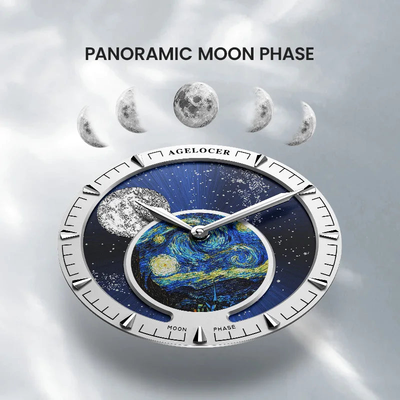 AGELOCER Astronomer Van Gogh Moon Phase Men's Watch