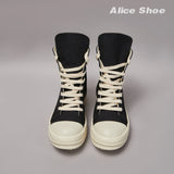 Brand Men Shoe Casual High Top Women Sneaker Quality Black Ankle Boot Designer Leather Zipper Metal Hole Luxury Laces Flat Shoe