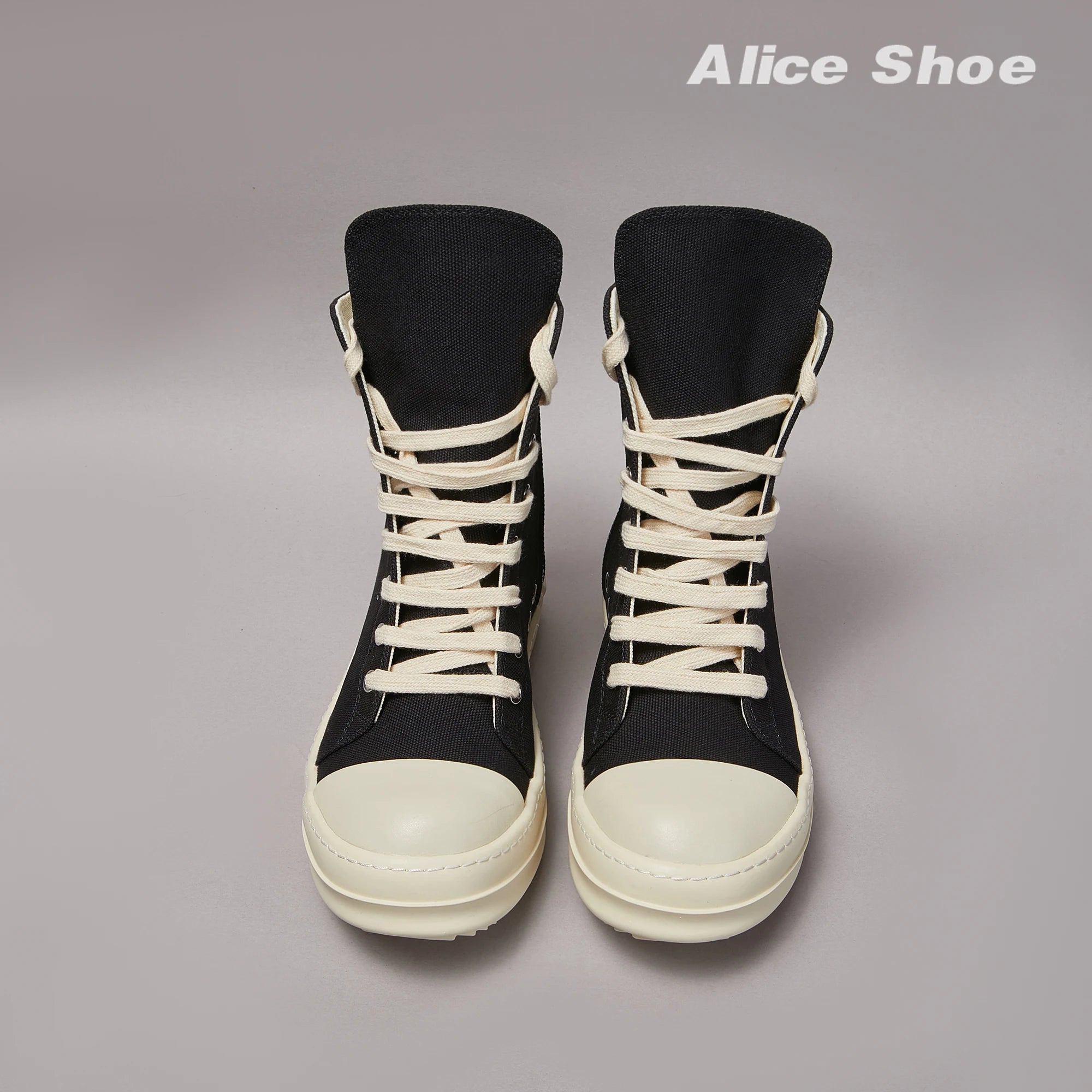 Brand Men Shoe Casual High Top Women Sneaker Quality Black Ankle Boot Designer Leather Zipper Metal Hole Luxury Laces Flat Shoe
