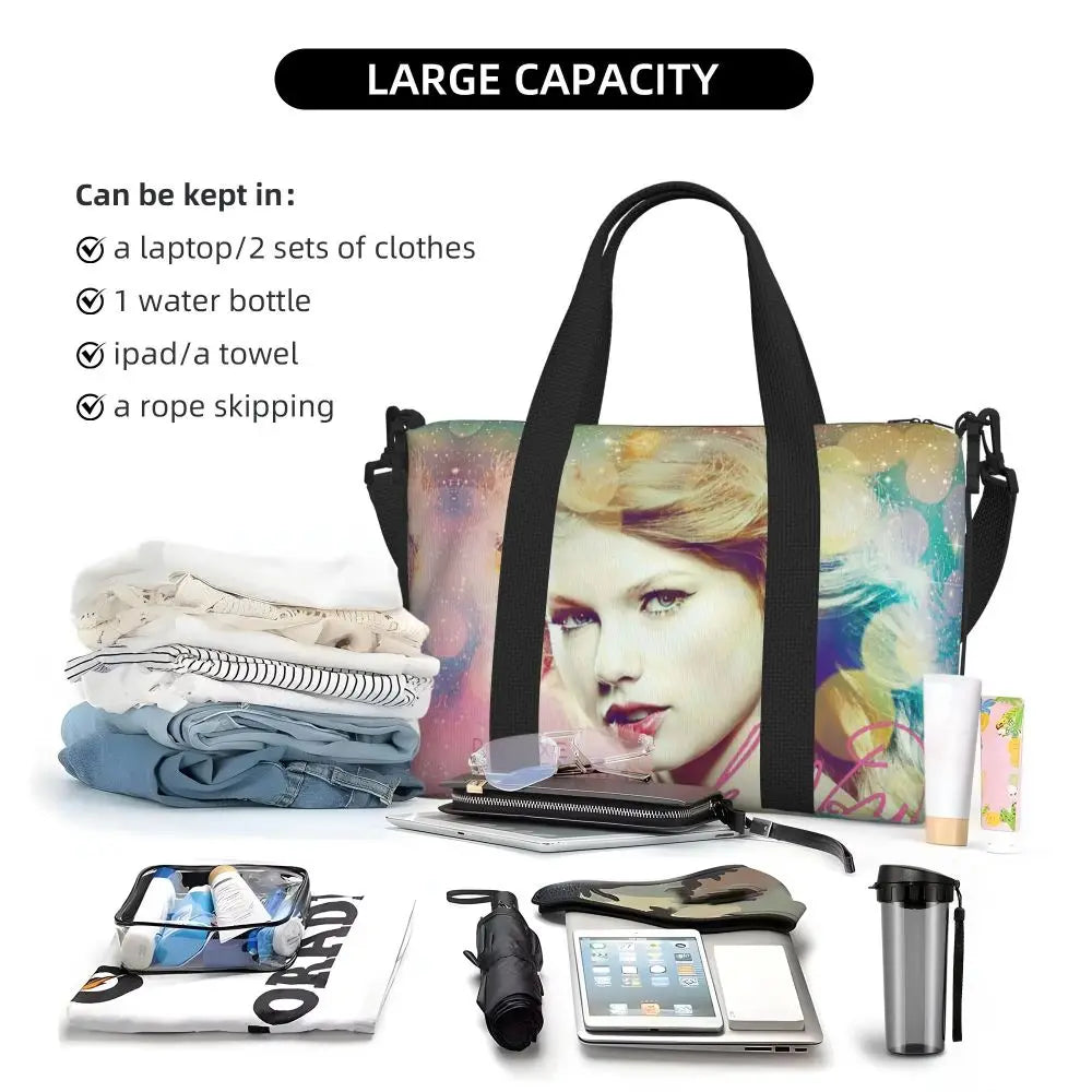 Custom The Eras Tour 1989 Taylor's Swift's American Pop Singer Tote Bag Women Large Capacity Beach Gym Travel Bags