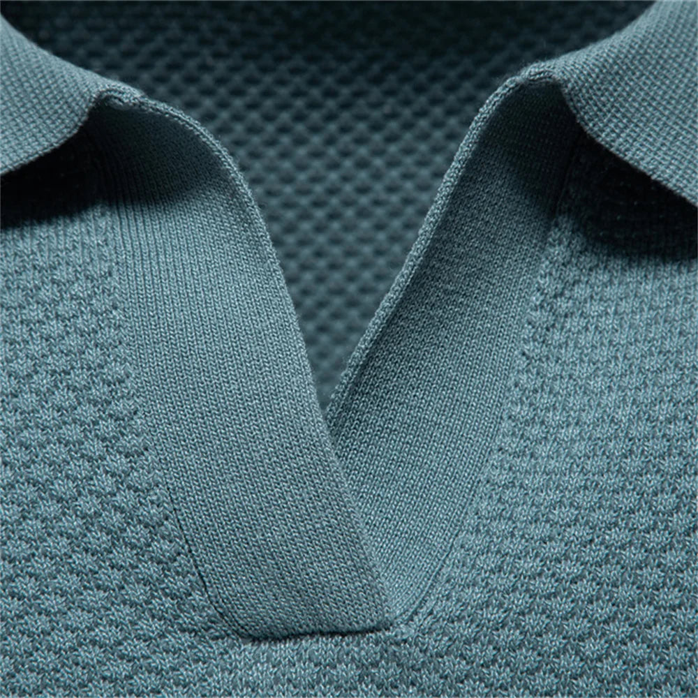 Men's Premium Solid Polo Shirt | Breathable Knit Casual Top