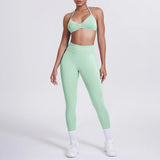 Women 2pcs Patchwork Sport Yoga Suit Training Sleeveless Sport Gym Tops Tummy Control Slimming Booty Leggings Yoga Suit Sports