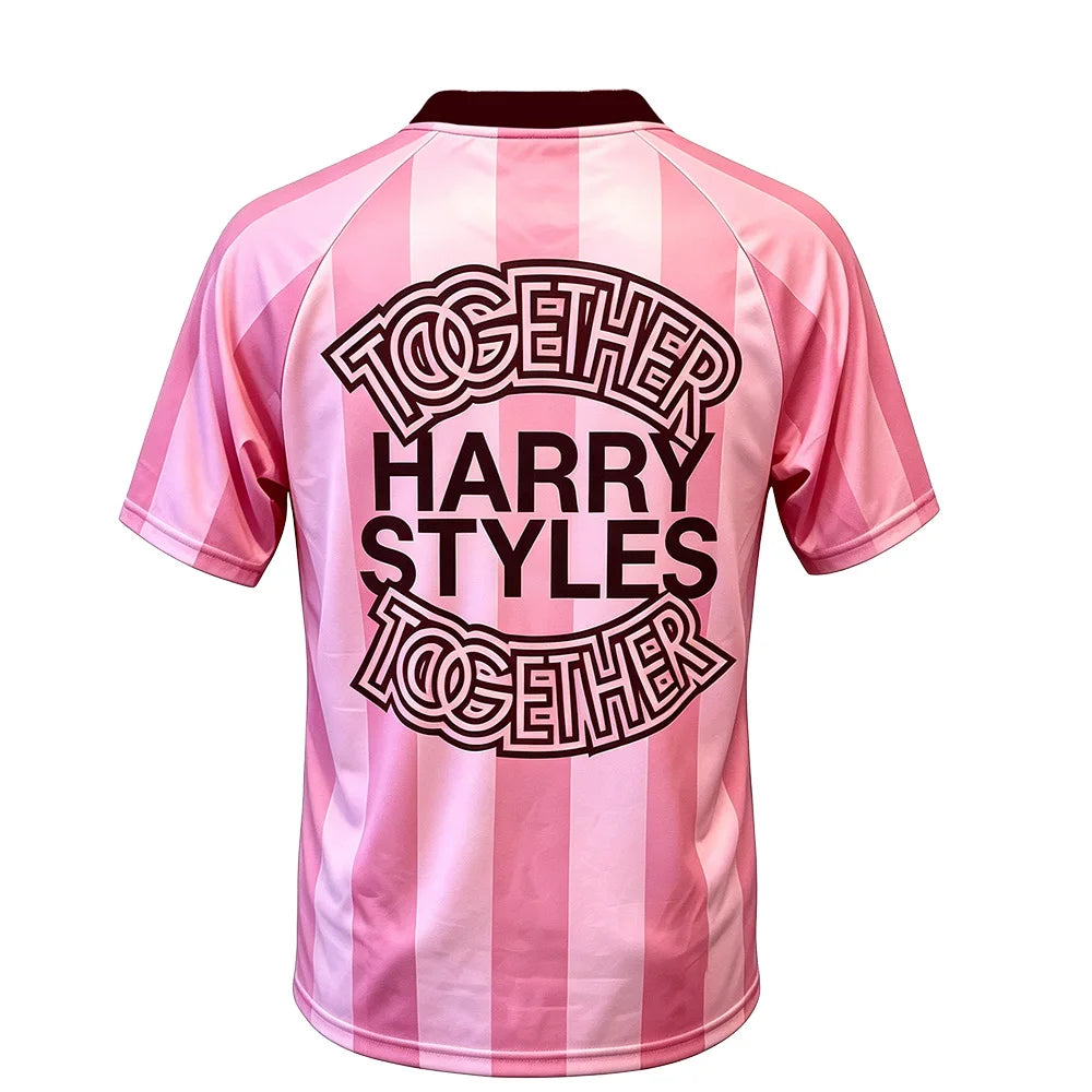 HarryStyles Amsterdam Merch Pink Soccer Jersey Shirt 2026 New Arrivals shirts women men V-neck Breathable Short Sleeve Loose tee