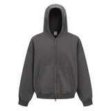 New Autumn and Winter Cashmere Zip Up Jacket Streetwear Casual Oversized Acid Washed Wax Printed Hooded Fleece Zipper Hoodie
