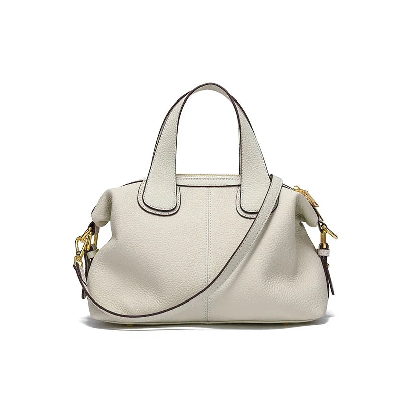 Women's Natural Cow Leather Bag Female Retro Cowhide Crossbody Bags Ladies Large Capacity Shoulder Bag for Middle aged Women