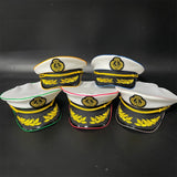 New Luminous White Sailor Captain Yacht Caps Wheat Embroidery LED Glow Navy Marine Hat Men Women Cosplay Halloween Costume Hats