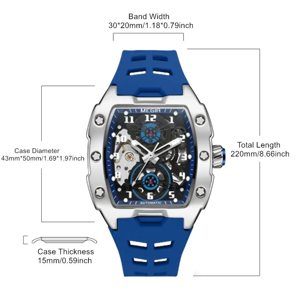 Luxury Automatic Skeleton Watch – Waterproof Silicone Sport Wristwatch