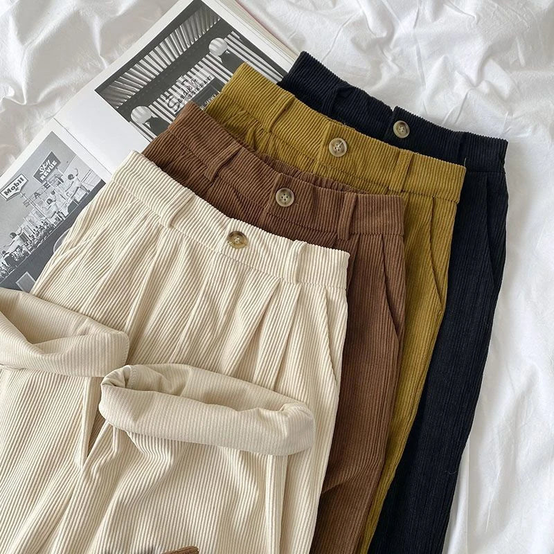 Women's High-Waist Corduroy Wide-Leg Pants