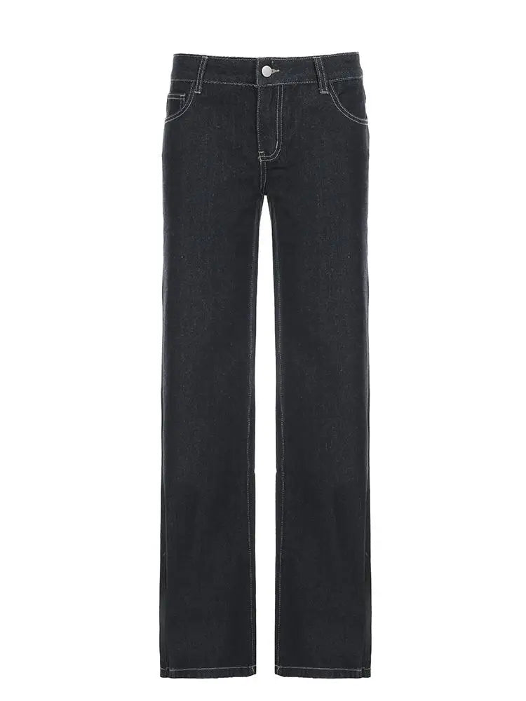 Women's Y2K Flared Jeans – Low Rise Embroidered Denim