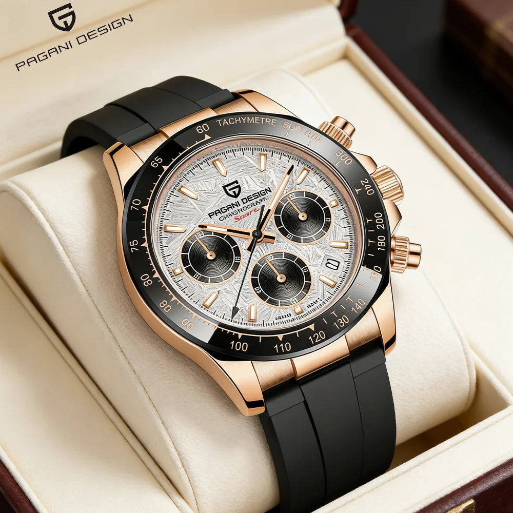 V2 PAGANI DESIGN 40MM Men's Quartz Watch Luxury Sapphire Stainless Steel 100m Waterproof Multi functional Men's Timing Watch
